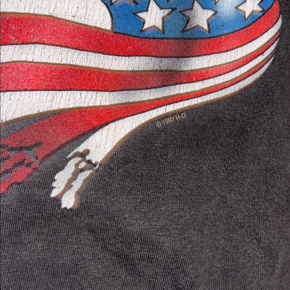 1997 vintage HARLEY DAVIDSON MOTOR CYCLES Eagle w/ USA Flag large - Picture 2 of 6